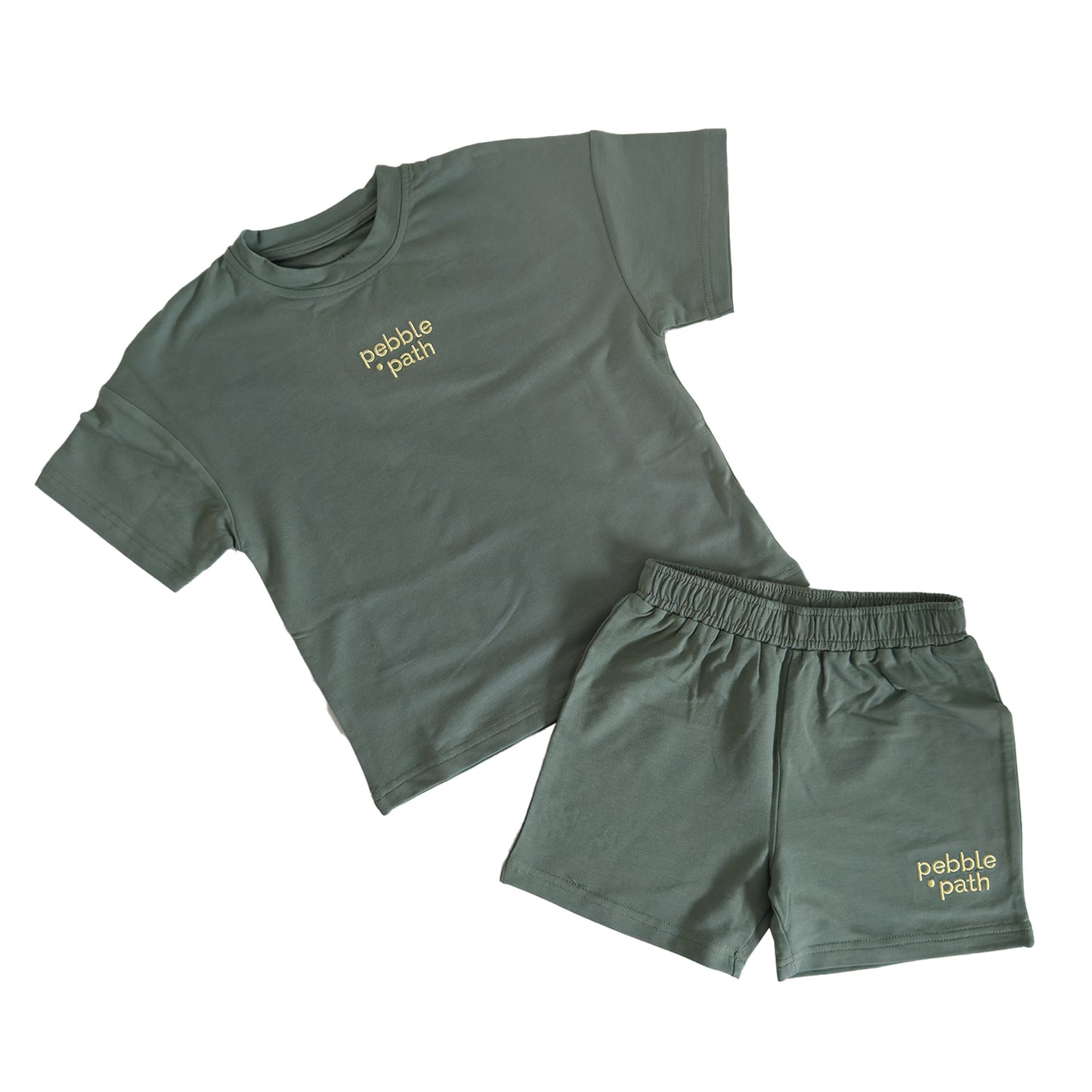 Crew Neck Tee Set Green