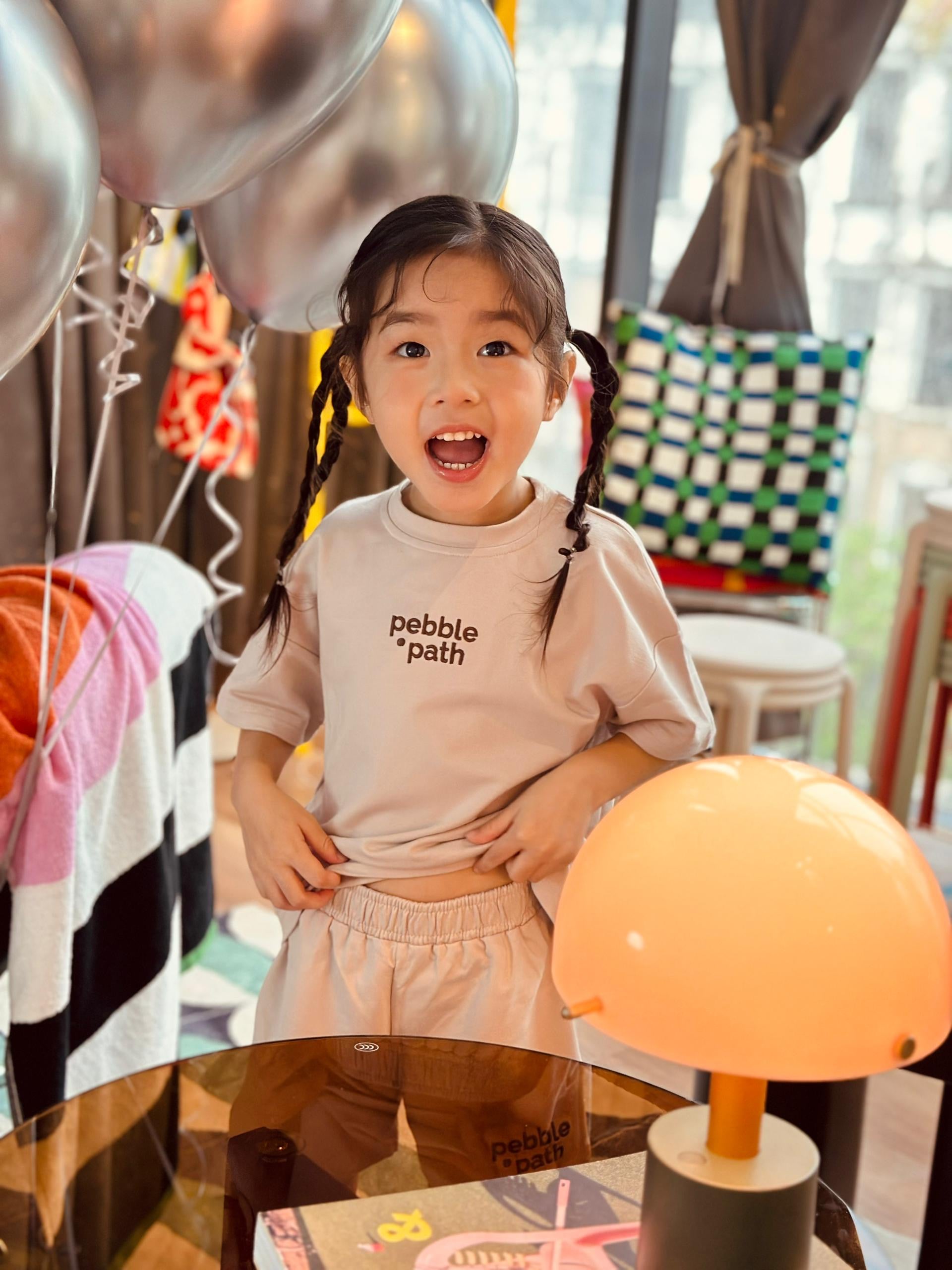 Crew Neck Tee Set Khaki