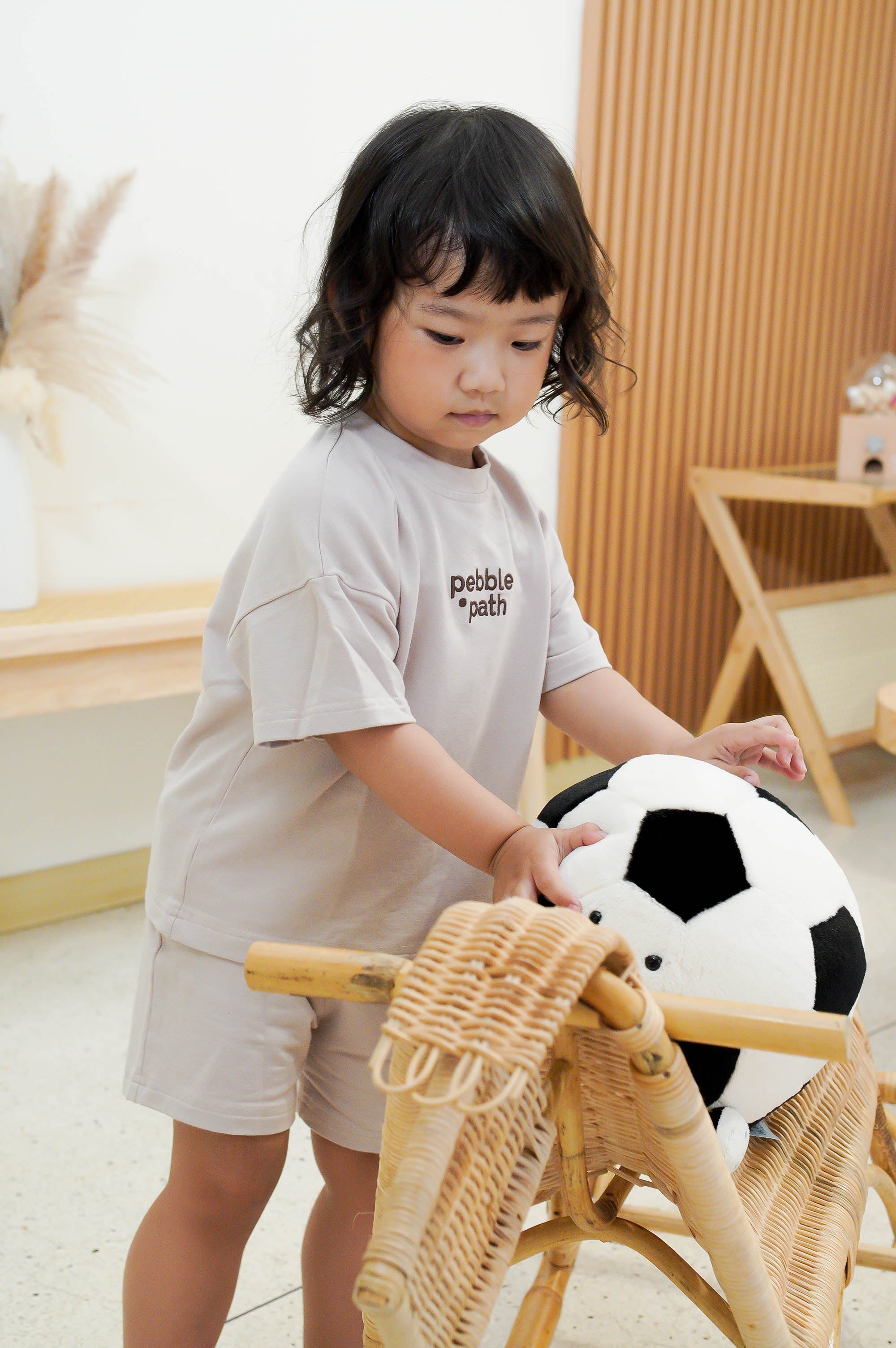 Crew Neck Tee Set Khaki