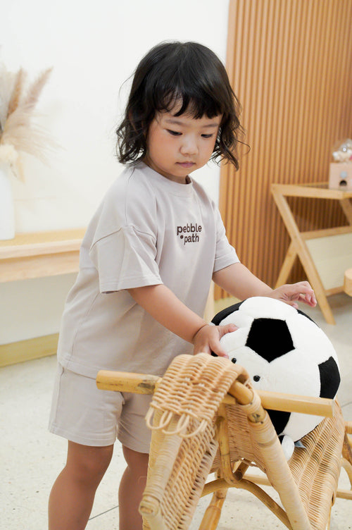 Crew Neck Tee Set Khaki