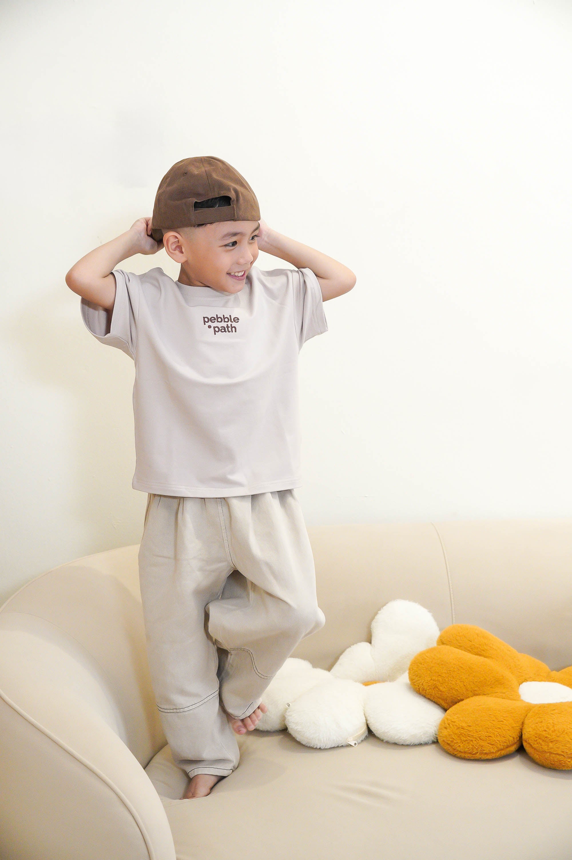 Crew Neck Tee Set Khaki