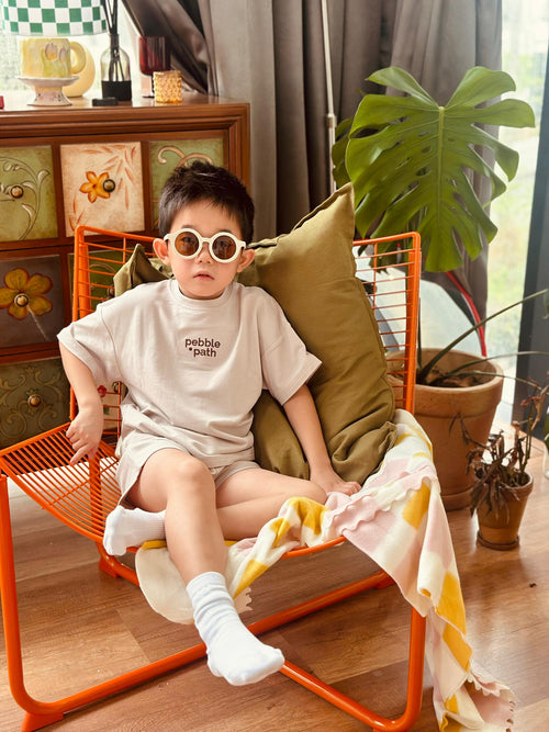 Crew Neck Tee Set Khaki