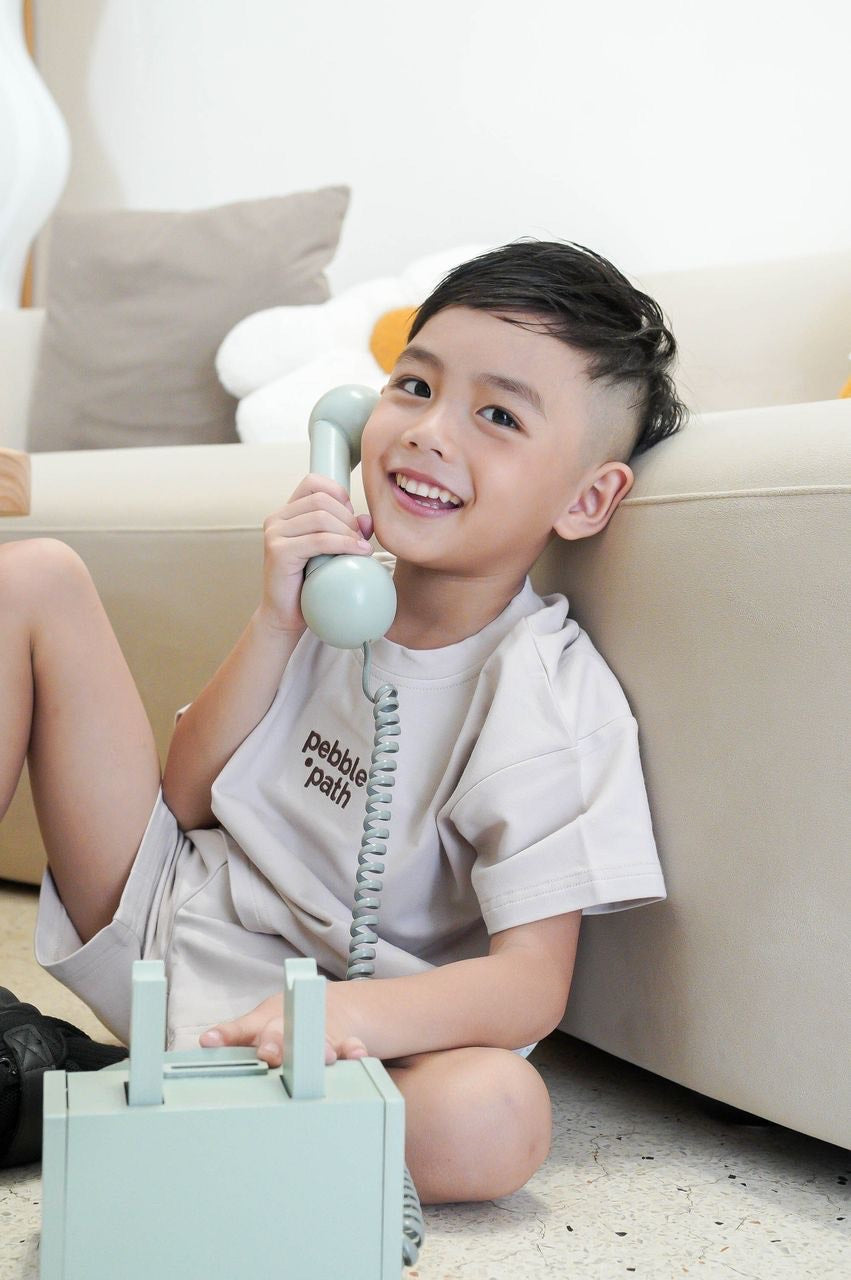 Crew Neck Tee Set Khaki